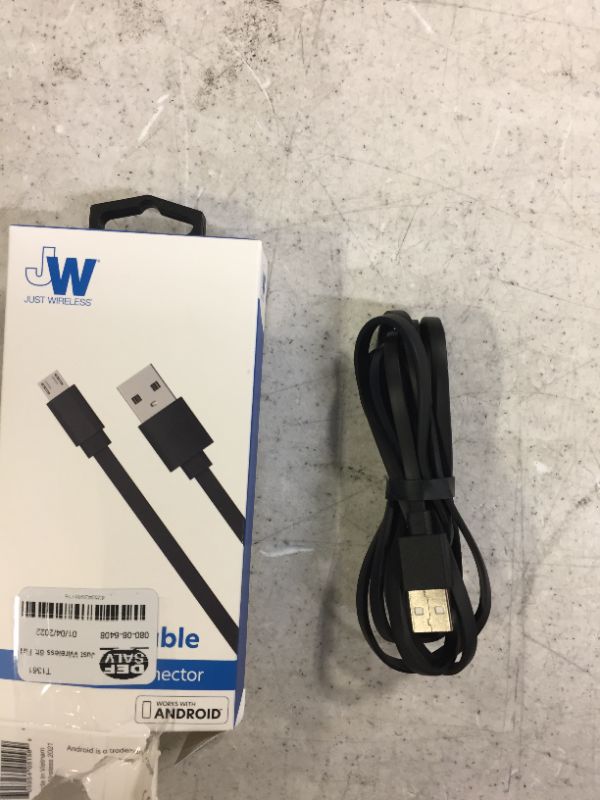 Photo 2 of Just Wireless 6ft Flat TPU Micro USB to USB-A Cable - Black
