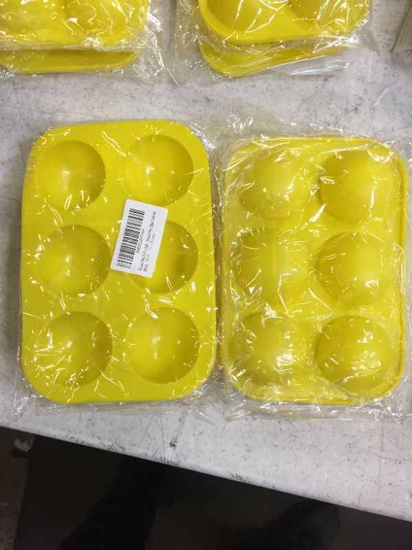 Photo 2 of 2PACK - Silicone Molds For Baking Chocolate Mold 6 Holes Round Silicone Baking Mold,Half Ball Sphere Silicone Cake Mold Muffin Chocolate Cookie Baking Mould Pan (2pcs Yellow)
