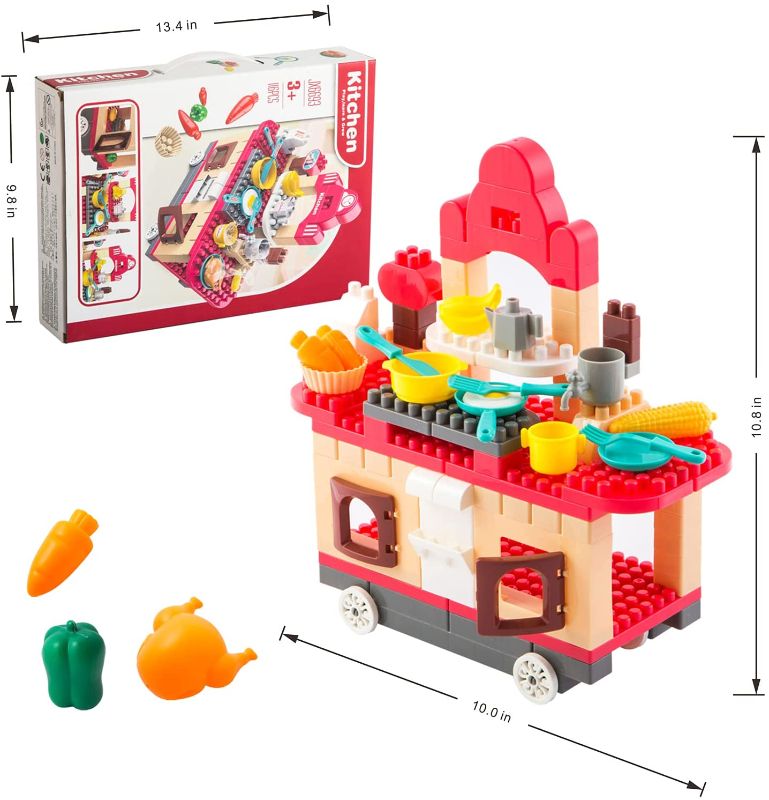 Photo 1 of 116 Pcs Building Blocks Toy Set, Mini House Kitchen Foods Dining Cart STEM Stacking Bricks, Christmas Birthday Gifts for Toddlers Kids Boys Girls Age 3 4 5 6 7 8 9+, SEALED 
