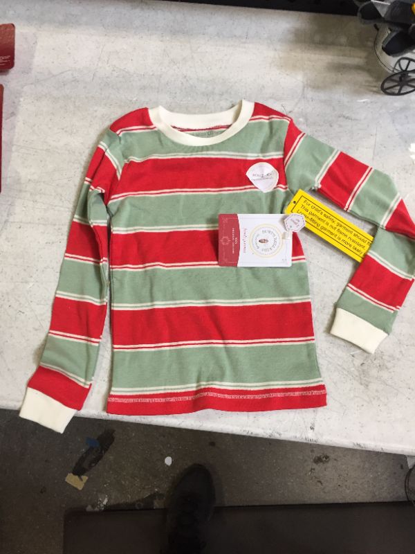 Photo 2 of Burt's Bees Baby® Toddler Rugby Striped Organic Cotton Tight Fit Pajama Set - Red/Green  SZ 4T 
