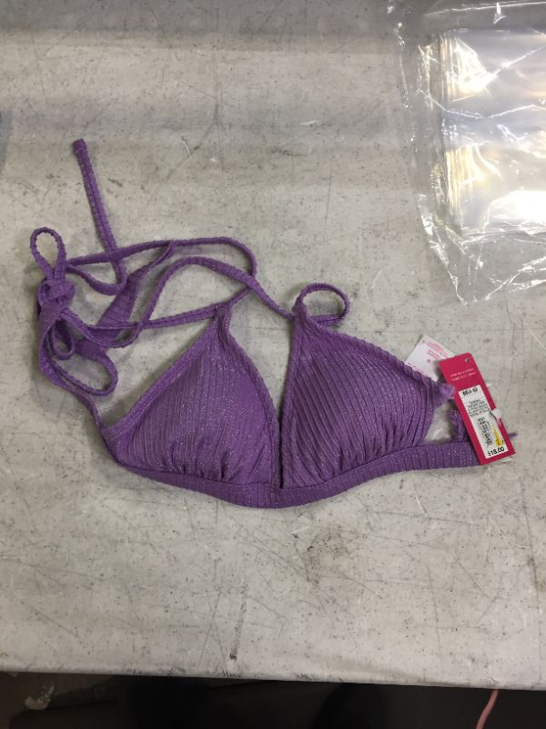 Photo 1 of Juniors' Metallic Ribbed Triangle Bikini Top - Xhilaration™
 SIZE M 4-6 