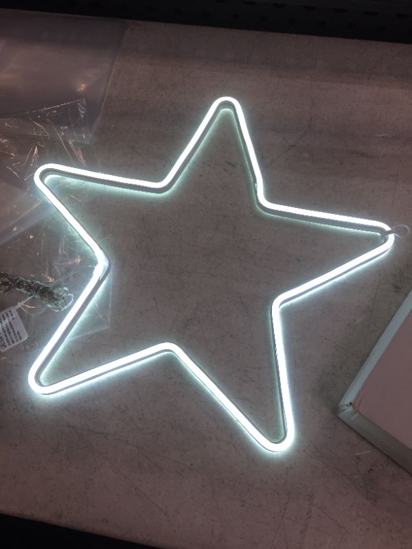 Photo 2 of 15.5in Christmas LED Faux Neon Star Novelty Silhouette Lights Pure White - Wonder