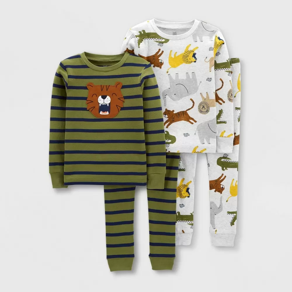 Photo 1 of Baby Boys' 4pc Tiger Snug Fit Pajama Set - Just One You made by carter's