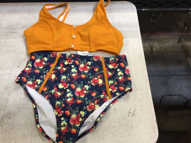 Photo 2 of Caramel Buttons High Waisted Floral Bikini
