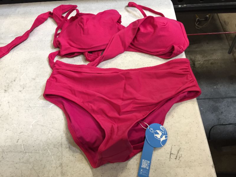 Photo 2 of Annie Fuchsia Wrap Ruched Back Hook Bikini
