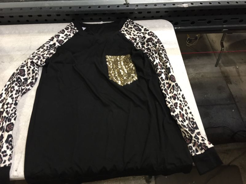 Photo 1 of women's generic leopard print long sleeve shirt black 