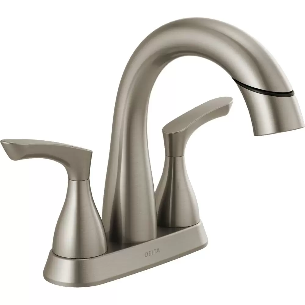 Photo 1 of Broadmoor 4 in. Centerset 2-Handle Pull-Down Spout Bathroom Faucet in SpotShield
