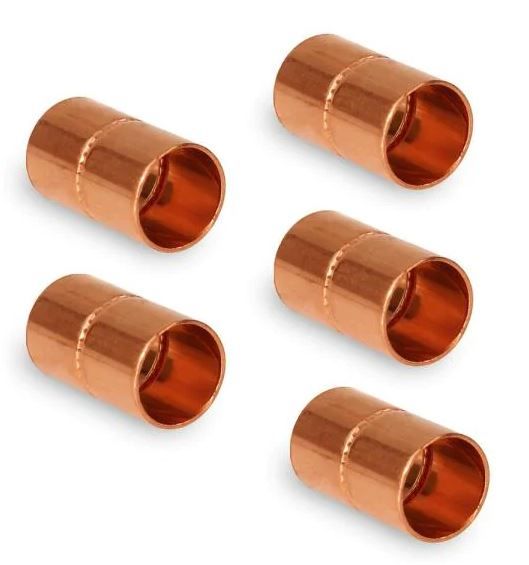 Photo 1 of 1/2 in. Straight Copper Coupling Fitting with Rolled Tube Stop (150-Pack)
