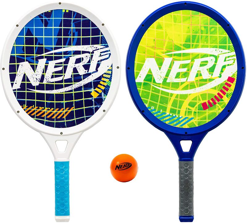 Photo 1 of NERF Driveway Tennis Set for Kids - 2 Player Kids Tennis Set - Jumbo Rackets and Foam Tennis Ball - Indoor Tennis Set - (2) Rackets and Foam Ball Included
