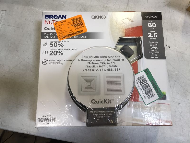 Photo 2 of Broan-NuTone QuicKit 60 CFM 2.5 Sones 10 Minute Bathroom Exhaust Fan Upgrade Kit
