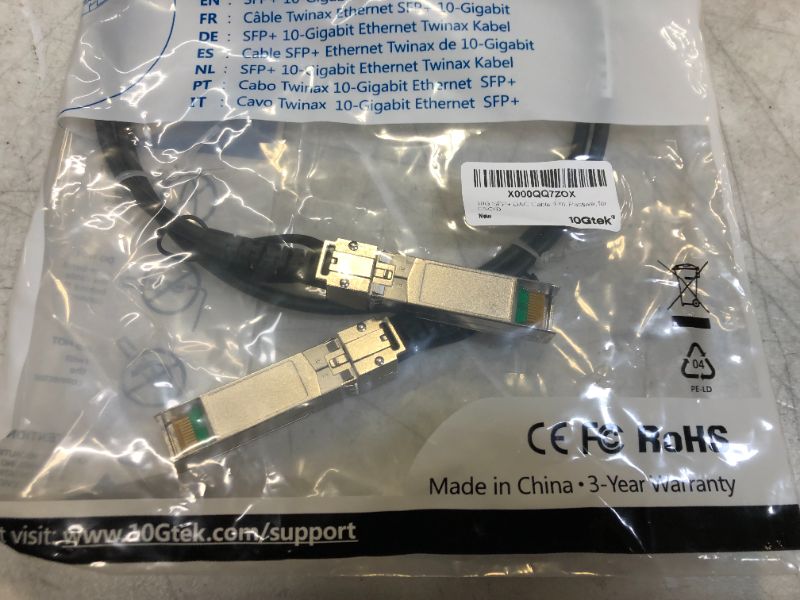 Photo 2 of #10Gtek# SFP+ DAC Twinax Cable, Passive, Compatible with Ubiquiti ES-48/ES-16-XG/USW-Pro-24-POE/USW-Pro-48-POE/US?16?XG/US?48, 0.5 Meter(1.6ft)
