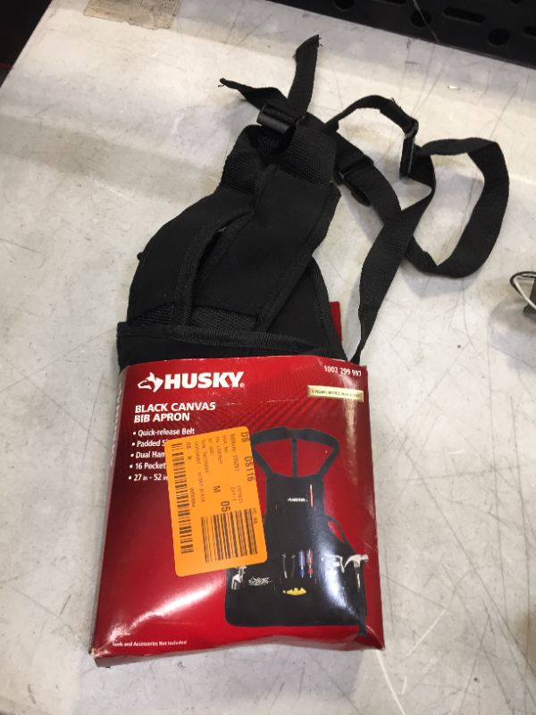 Photo 2 of Husky 16-Pocket Black Canvas Bib Tool Apron
