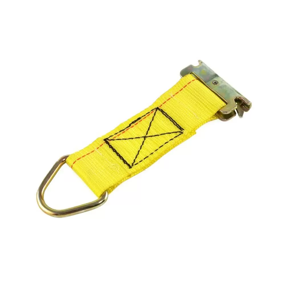 Photo 1 of 2 pack Cargo Boss 2 in. x 8 in. Tie Off Strap with E-Track and D-Ring, Yellow
