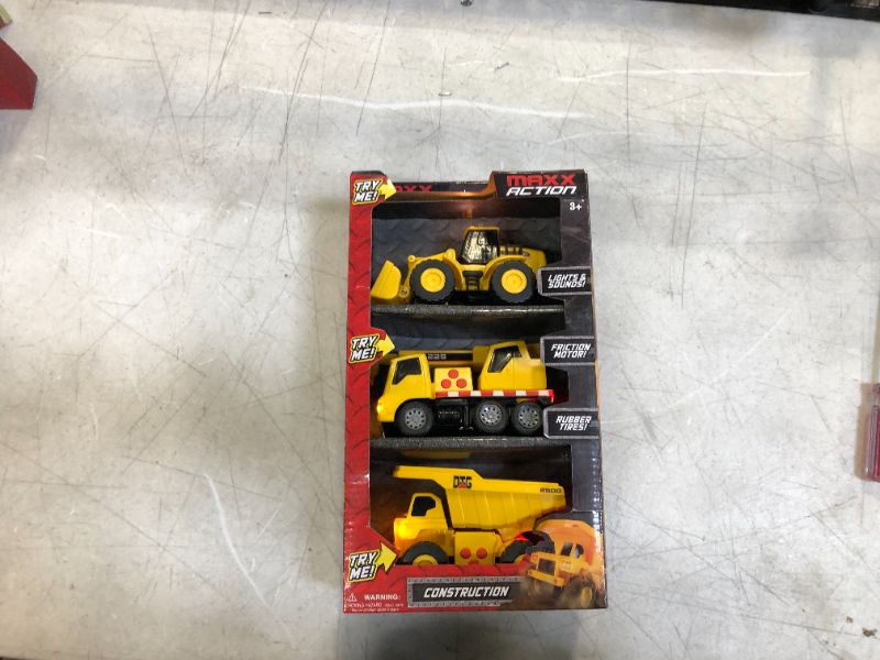 Photo 1 of Maxx Action Mini Construction Lights & Sounds Vehicles – Front End Loader, Excavator and Dump Truck - 3pk