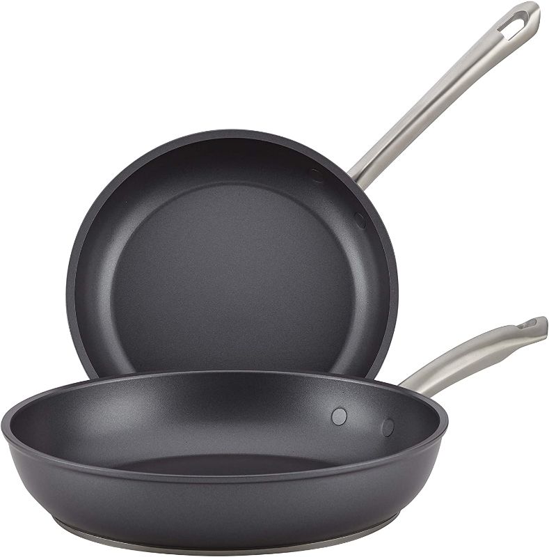 Photo 1 of Anolon Accolade Hard Anodized Nonstick Fry Pan Skillet Set, 10 Inch and 12 Inch, Gray
