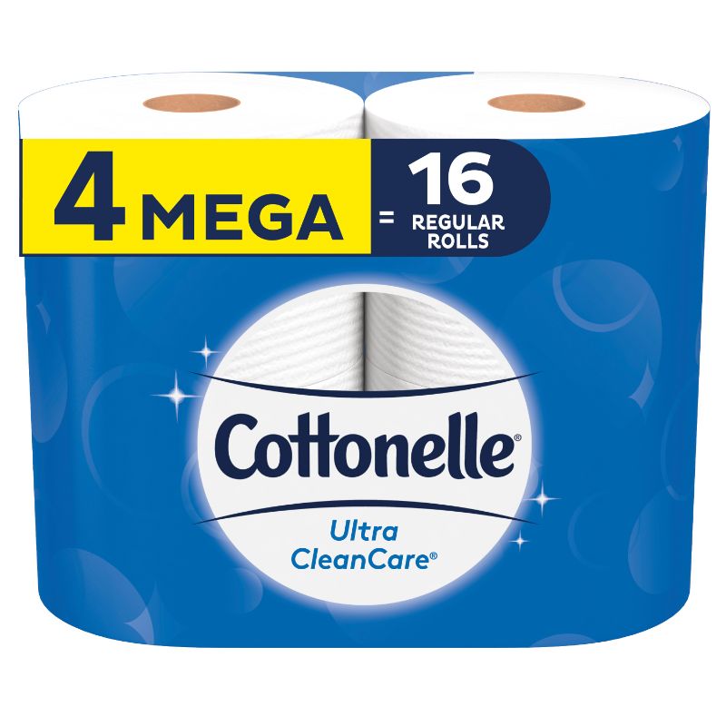 Photo 1 of Cottonelle Ultra CleanCare Toilet Paper, 4 Mega Rolls, Strong Bath Tissue (4 Mega Rolls = 16 Regular Rolls)
