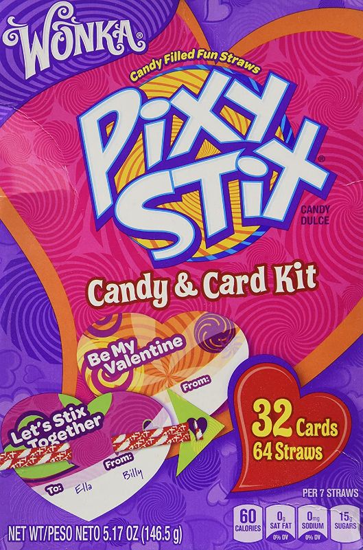 Photo 1 of 2 packs of Wonka Pixy Stix Candy & Card Valentines Day Kit- 32 Cards 5.17-Ounce Box
best by june 2021
