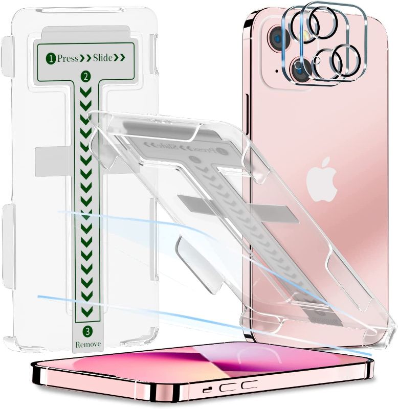 Photo 1 of 2 pack [2+2 Pack] Tamoria EZ Fit iPhone 13 Mini Screen Protector and Camera Lens Protector [Upgraded Auto Alignment Tray] Full Screen Coveraged Tampered Glass Accessories for iPhone 13 Mini 5.4 Inch
