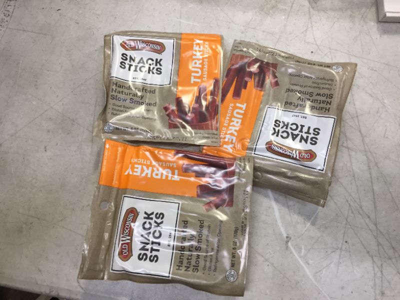 Photo 2 of 3 PACK Old Wisconsin Turkey Sausage Snack Sticks, Naturally Smoked, Ready to Eat, High Protein, Low Carb, Keto, Gluten Free, 6 Ounce Resealable Package
BEST BY 12/20/2021
