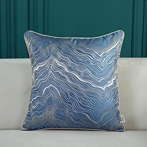 Photo 1 of 2pcs Imitated Silk Fabric Embroidery Cushion Case Luxury Modern Throw Pillow Cover Decorative Pillow for Couch Living Room Bedroom Car (Blue, 18x18)
