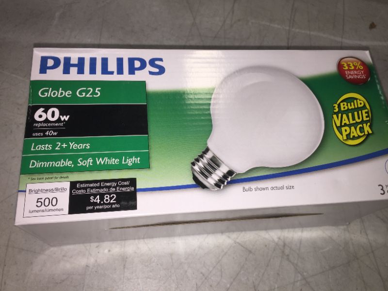 Photo 2 of 40-Watt Equivalent G25 Halogen White Decorative Globe Light Bulb (3-Pack)