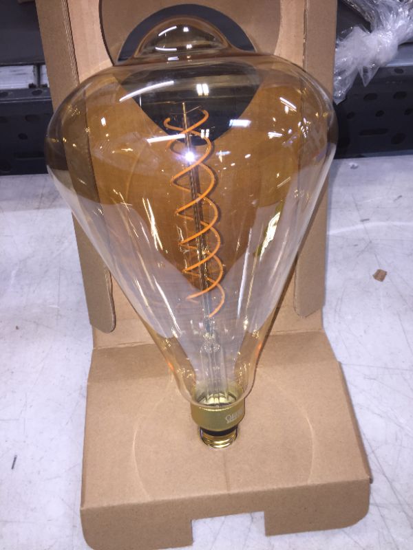 Photo 2 of Feit Electric 60-Watt Equivalent ST52 Dimmable Spiral Filament Oversized Amber Glass E26 Vintage Edison LED Light Bulb, Warm White
