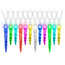 Photo 1 of 23 ft. ColorMotion 24-Light Multi Color Deluxe Christmas Icicle LED String Light
