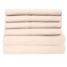 Photo 1 of 6-Piece Cream Super-Soft 1600 Series Double-Brushed King Microfiber Bed Sheets Set
