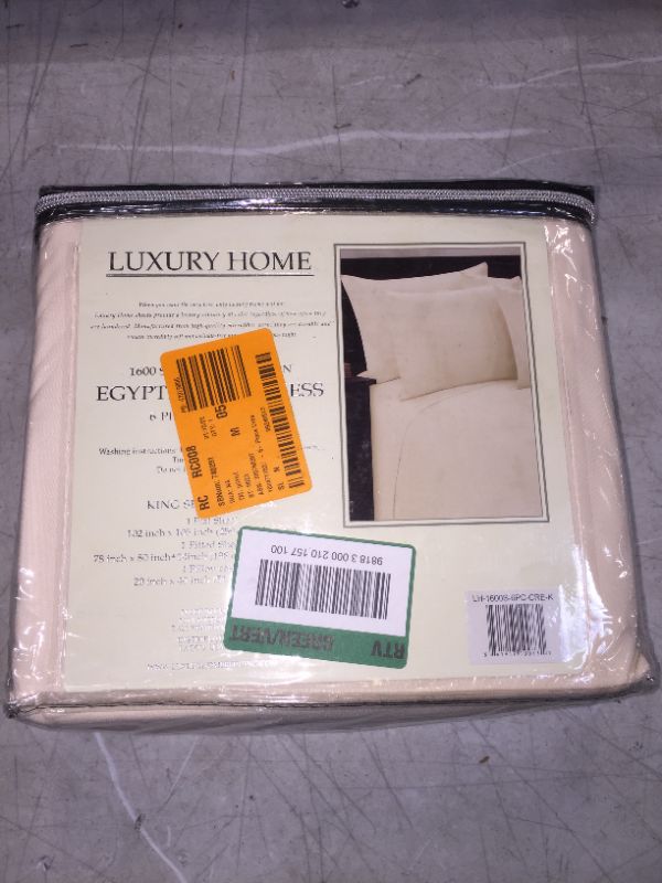 Photo 2 of 6-Piece Cream Super-Soft 1600 Series Double-Brushed King Microfiber Bed Sheets Set
