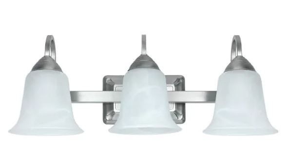 Photo 1 of 3-Light 24-Watt Warm White (3000K) Brushed Nickel Integrated LED Bath Vanity Light Fixture
