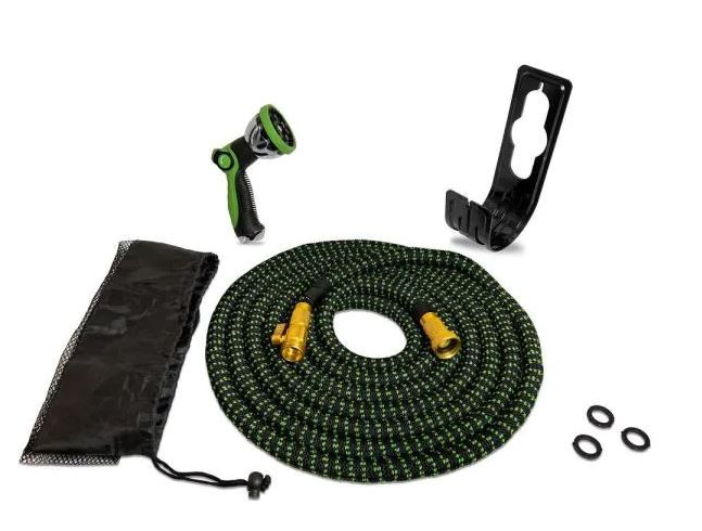 Photo 1 of 3/4 in. x 50 ft. Expandable Garden Hose Kit with Metal Nozzle
