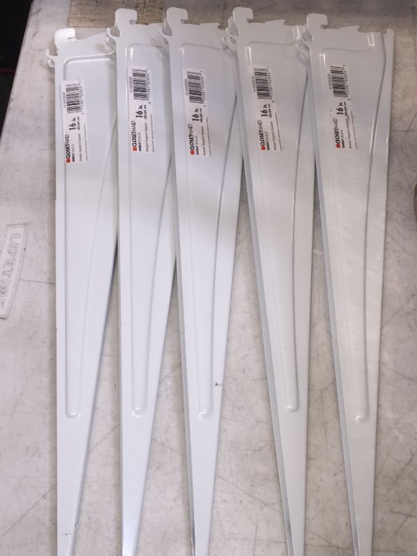 Photo 1 of 5 PACK ShelfTrack 16 in. x .5 in. White Shelf Bracket