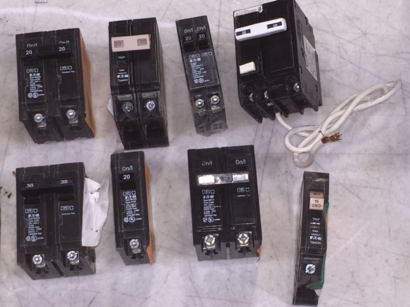 Photo 1 of 10 PACK VARIOUS DIFFERENT TYPES OF CIRCUIT BREAKERS SOLD AS IS
