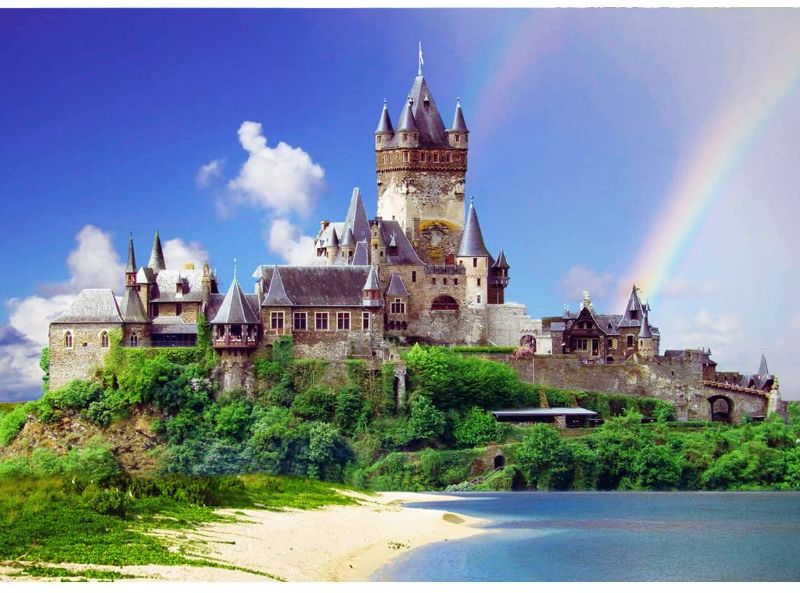 Photo 1 of Yulewell 1000 Piece Puzzles for Adults:Rainbow Castle Jigsaw Puzzles 1000 Pieces Nature, Sea and Beach Landscape
