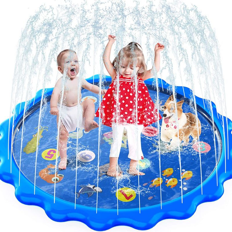 Photo 1 of MOZOOSON Splash Pad for Kids Sprinkler Outdoor Inflatable Water Toys for Toddler Kids 3 Year Old, Slip n Slide for Girls Boys ,Outside Wading Pool for Learning Toys
