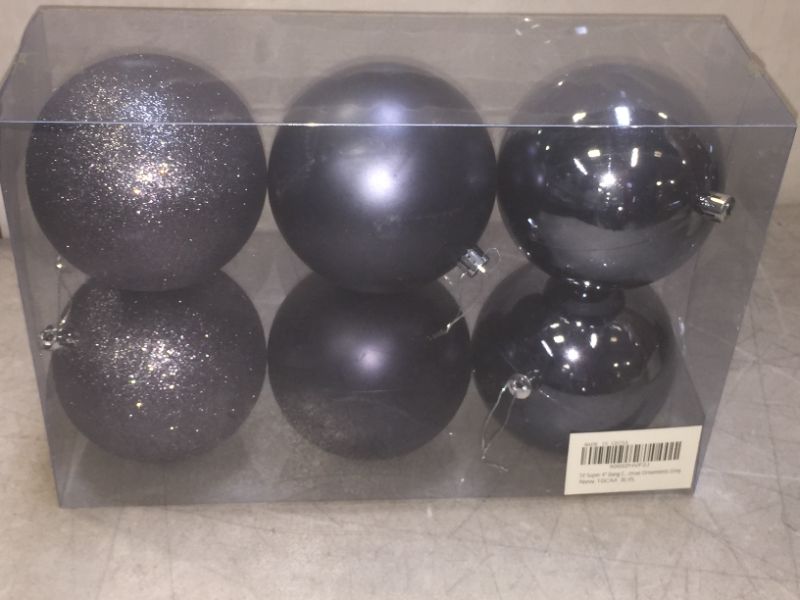 Photo 2 of 100MM/4 Large Christmas Ornaments, Christmas Ball Ornament Set for Xmas Tree, Shatterproof Decorations for Holiday, Party, Halloween, Thanksgiving, Christmas Decor - 6PCS, Grey.
