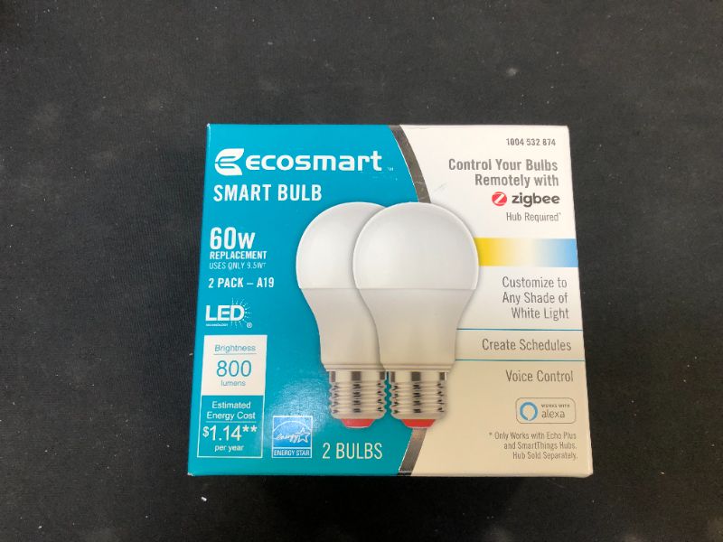 Photo 1 of EcoSmart 60W Smart Bulb 800 Lumens 2 Pack
