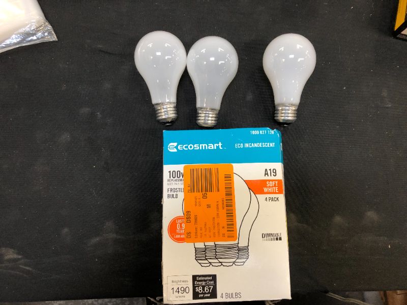 Photo 1 of 100-Watt Equivalent A19 Non-Dimmable LED Light Bulb Soft White (3-Pack)
