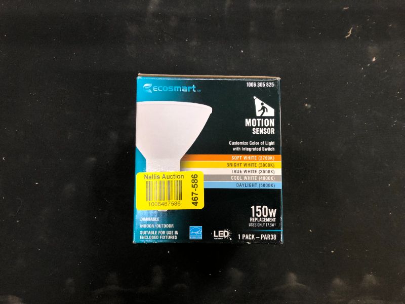 Photo 1 of 150-Watt Equivalent PAR38 Dimmable CEC Flood LED Motion Sense Light Bulb with Selectable Color Temperature (1-Pack)
