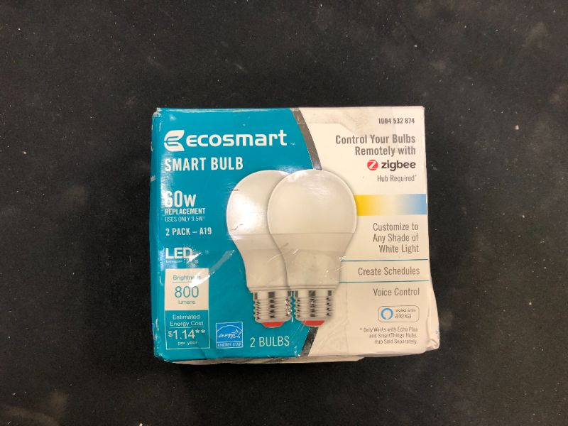 Photo 1 of EcoSmart 60W Smart Bulb 800 Lumens 2 Pack