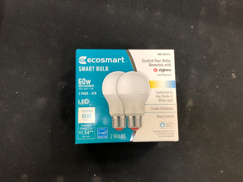 Photo 1 of EcoSmart 60W Smart Bulb 800 Lumens 2 Pack