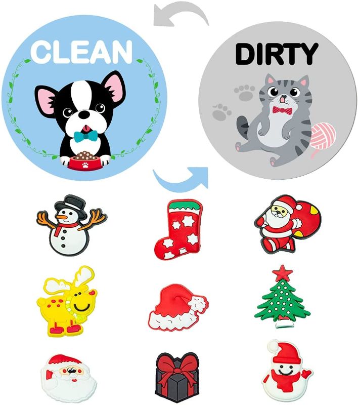 Photo 1 of 9Pcs Refrigerator Magnets with 1Pcs Dishwasher Magnet Clean Dirty Sign, PVC Silicone Cartoon Christmas Figure Refrigerator Magnets for Kitchen Decoration,Perfect for Refrigerators, Whiteboards, Maps
