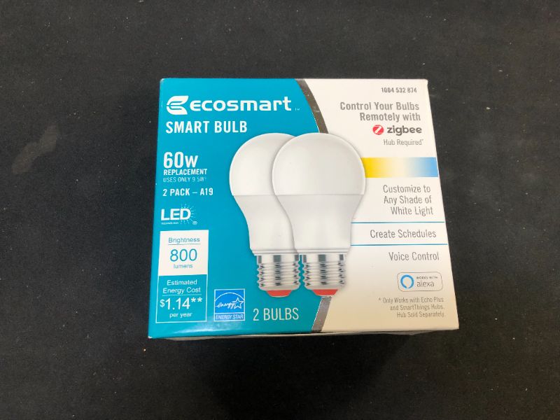 Photo 1 of EcoSmart 60W Smart Bulb 800 Lumens 2 Pack