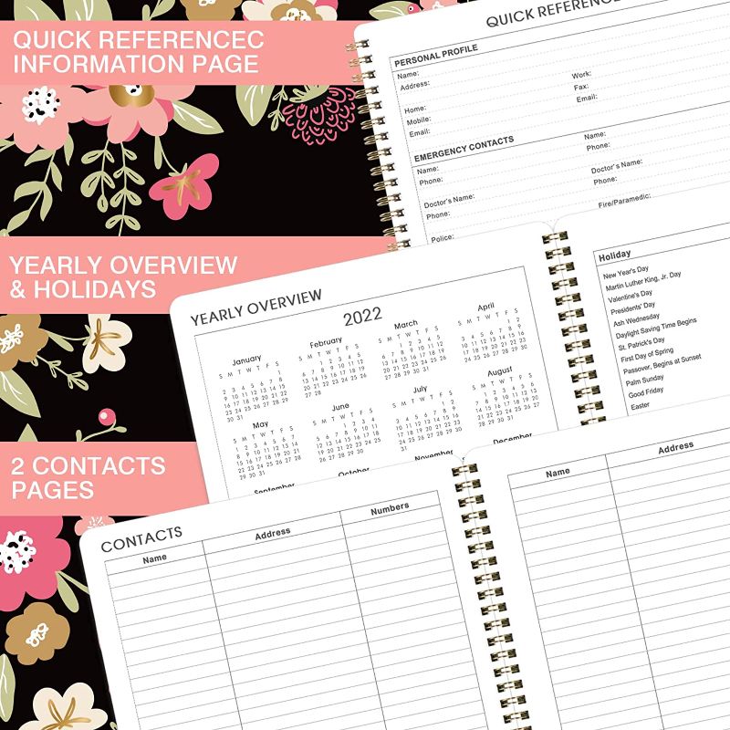 Photo 1 of 2022 Planner - Weekly & Monthly Planner 2022 with Twin-wire Binding, Jan 2022 - Dec 2022, 8" x 10", Flexible Floral Hardcover with Thick Paper, Perfect for Home, School and Office Organizing

