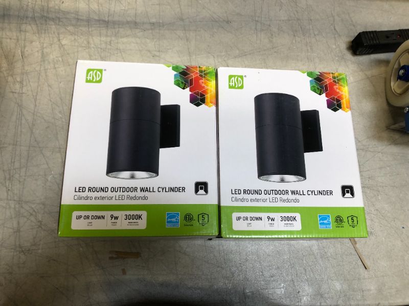 Photo 1 of 2 pack of ASD LED Cylinder Modern Outdoor Wall Light 9W (60W Equiv) 750Lm 3000K Warm White 120V, Patio Wall Light Fixture, Wet Rated, Matte Black Wall Sconce, ETL & Energy Star