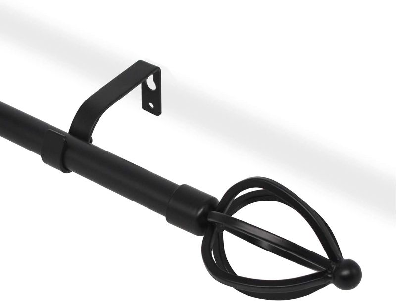 Photo 1 of  3/4" Inch Curtain rods Single Window Rod 22 to 48 Inches, Black, Drapery Rod, Cage Finials, Cafe Window Rod
