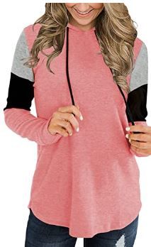 Photo 1 of PINKMSTYLE Womens Color Block Hoodie Sweatshirts Tunic Pullover Tops Long Sleeve Drawstring Shirts size 2XL
