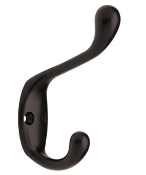 Photo 1 of 3-1/2 in. Matte Black Heavy Duty Coat Hook (3-Pack)
