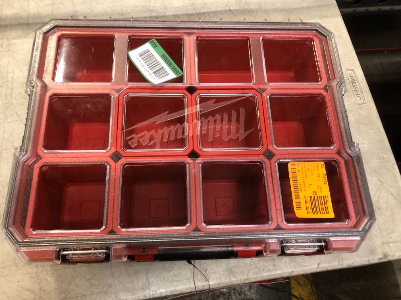 Photo 1 of 10-Compartment Red Deep Pro Portable Tool Box with Storage and Organization Bins for Small Parts
