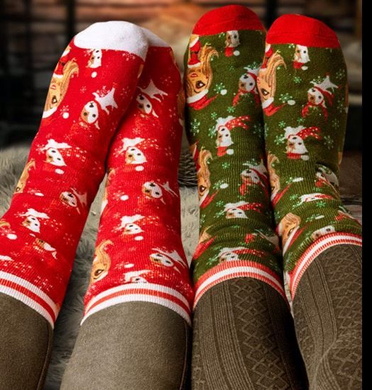 Photo 1 of Christmas Mariah Cary Cotton Mid Calf Socks 2 Pack Green and Red